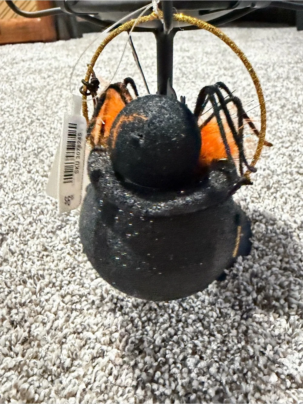 Vintage Pier one Spooky Black & Orange Halloween Cauldron ornament